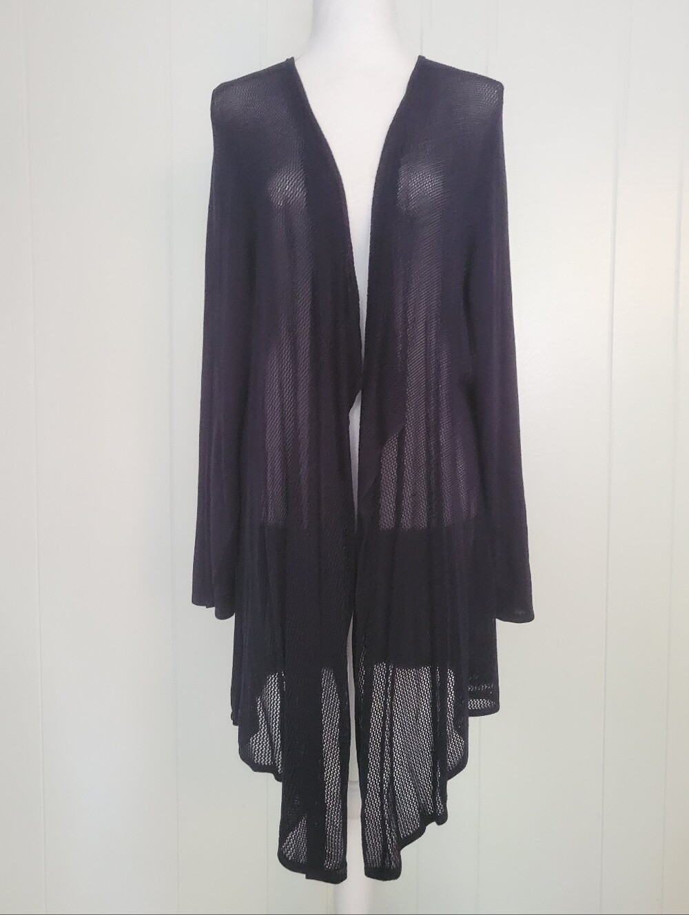 NWT Magaschoni Waterfall Cardigan Sweater Mesh Knit Navy Blue Open Front 1X